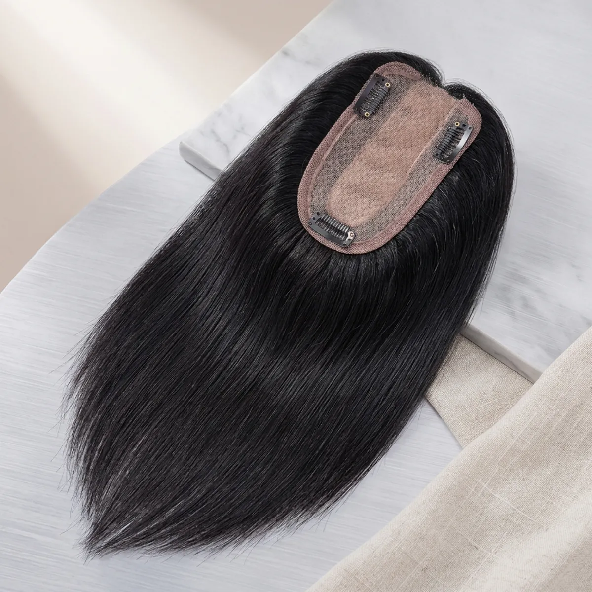 Hair Topper (3 clip) Hairpiece For Women – Natural Black Straight Hair Piece