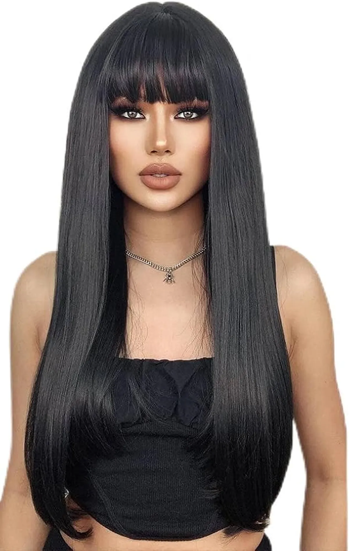 Long Straight Black Hair Wig With Bangs – Natural Looking hair Wig - Image 2