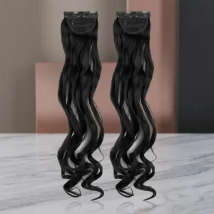 Long Wavy Black Synthetic Hair Pieces (Pack of 2)