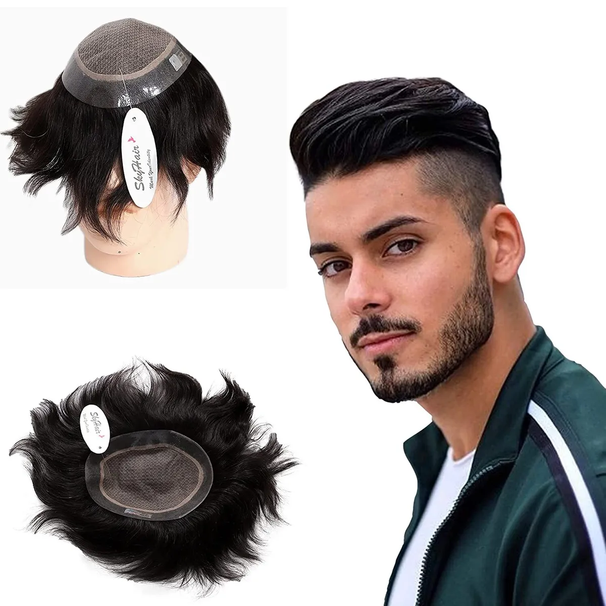 Men's Hair Patches – Natural Black Human Hair usa golden - Image 2