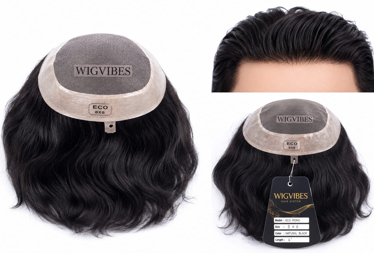 Premium Hair Patch For Men – Natural Black Hair Extension With Mono Base