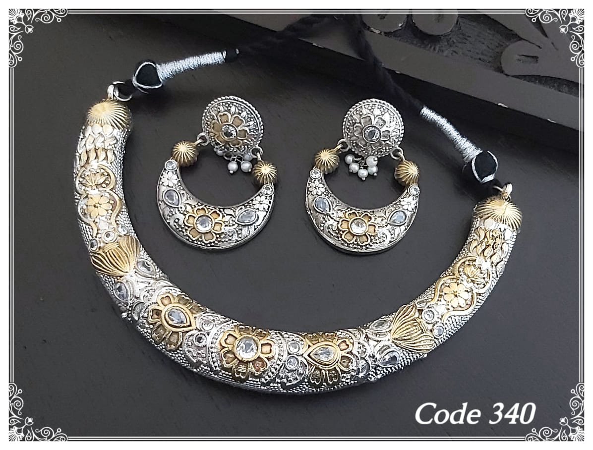 Brass base silver look a like oxidise jewellery - Image 2