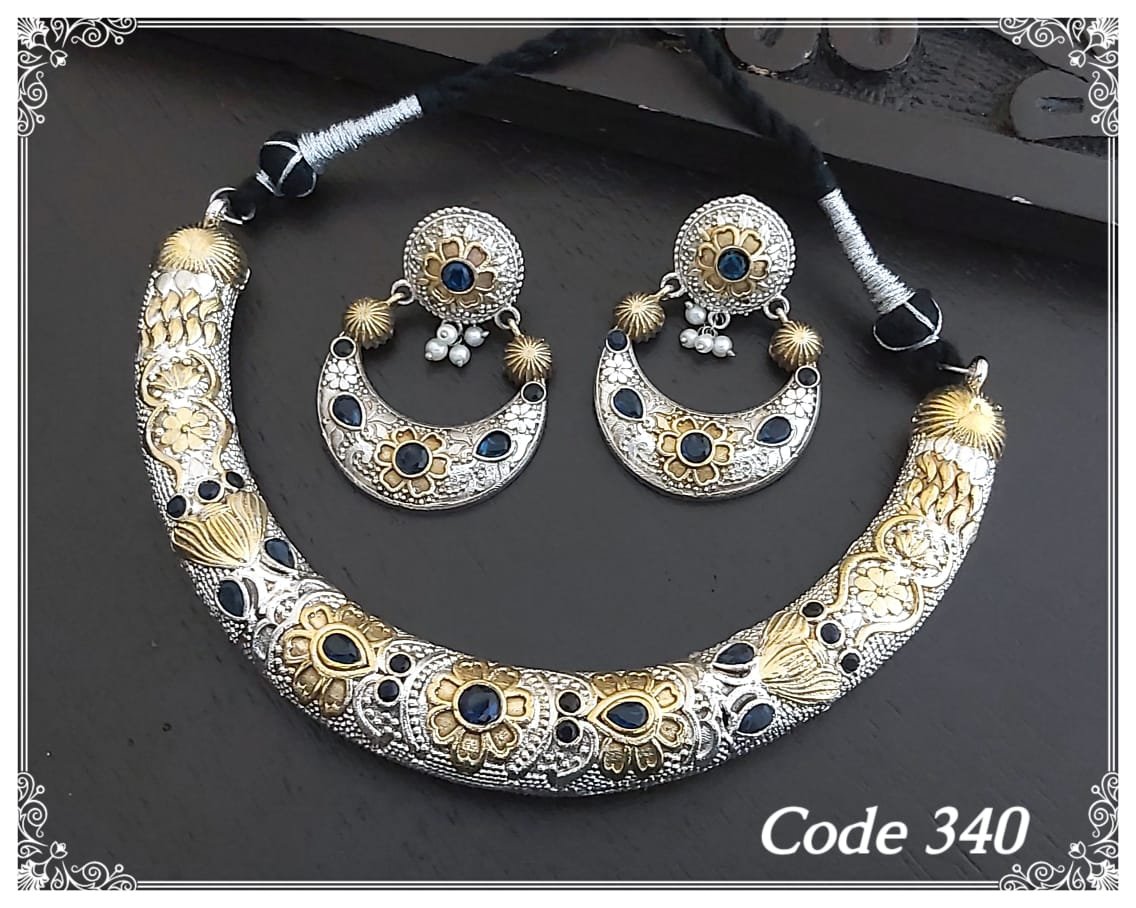 Brass base silver look a like oxidise jewellery - Image 5